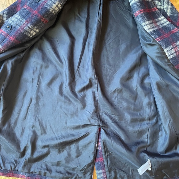 Madewell Plaid Wool Estate Coat Navy Red B2649 - Picture 7 of 9